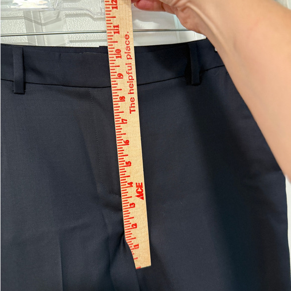 NEW! Nili Lotan 4 Virgin Wool Colmar Pants Straight Leg Mid Rise Crop Navy Blue - Picture 11 of 13